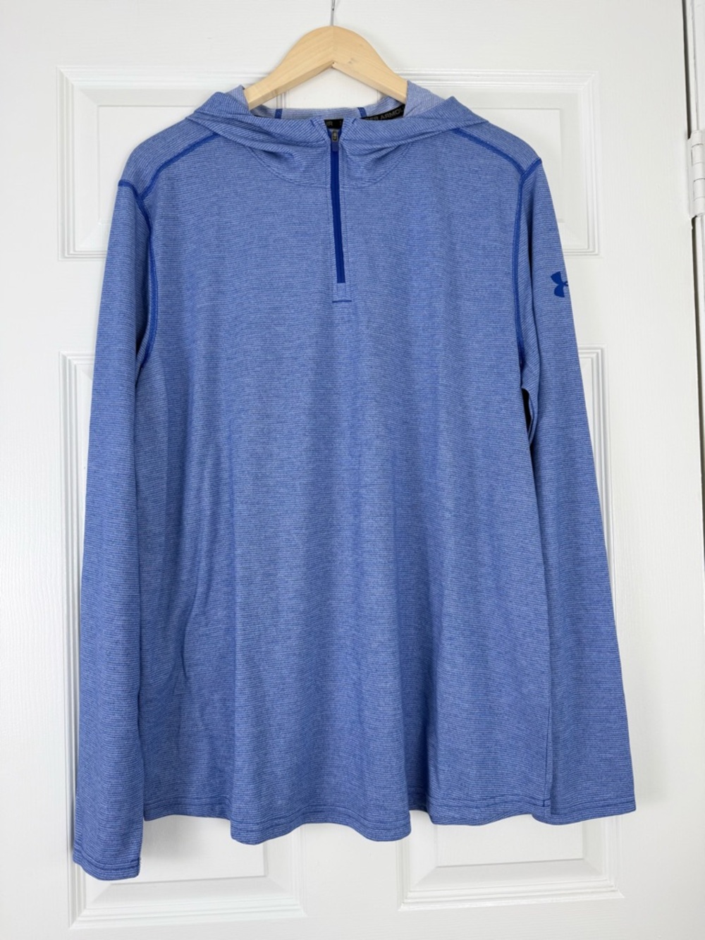 Under Armour Heatgear Threadbourne Blue Heather Half-Zip Hooded Tee XL